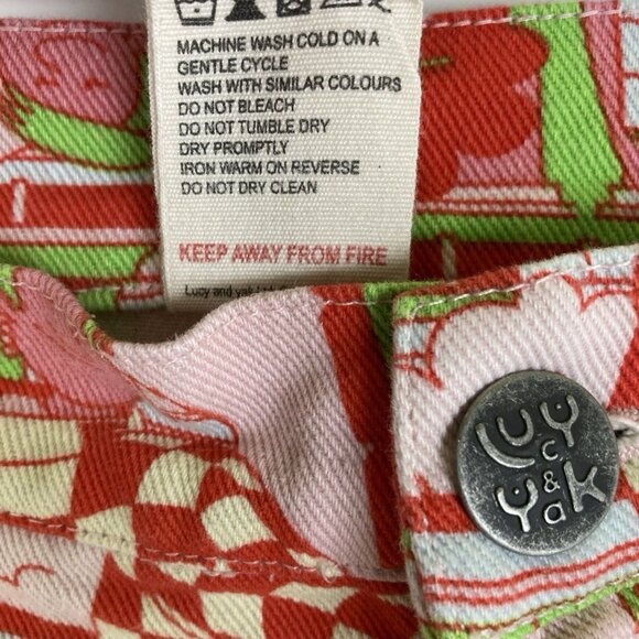 Lucy & Yak Baggy Wide Leg Graphic Pants Artist Print Size 28 L.E. Cole Distress - Picture 10 of 10